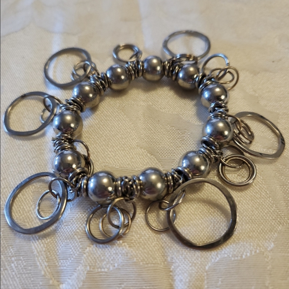 Silvertone Stretch Charm Bracelet